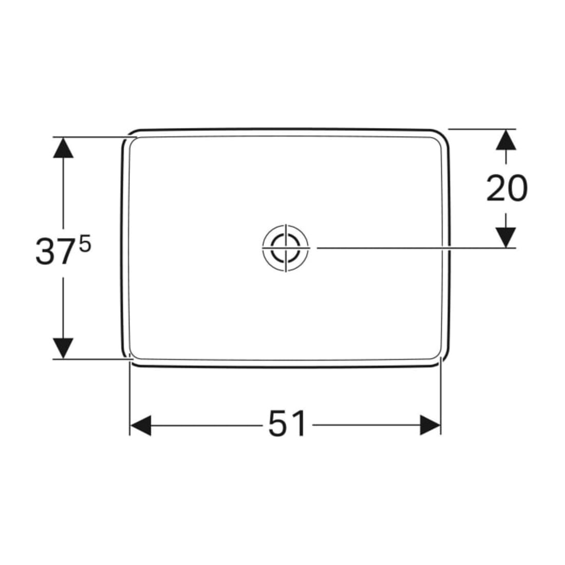 Geberit Einbauwaschtisch VariForm 55x40cm, o HL, o Ü, re, US glas. / we.