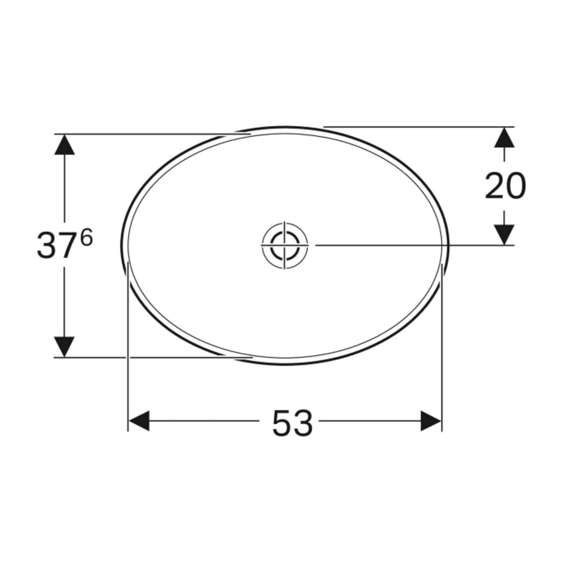 Geberit Einbauwaschtisch VariForm 55x40cm, o HL, o. ÜL, ov., we. K-Tect