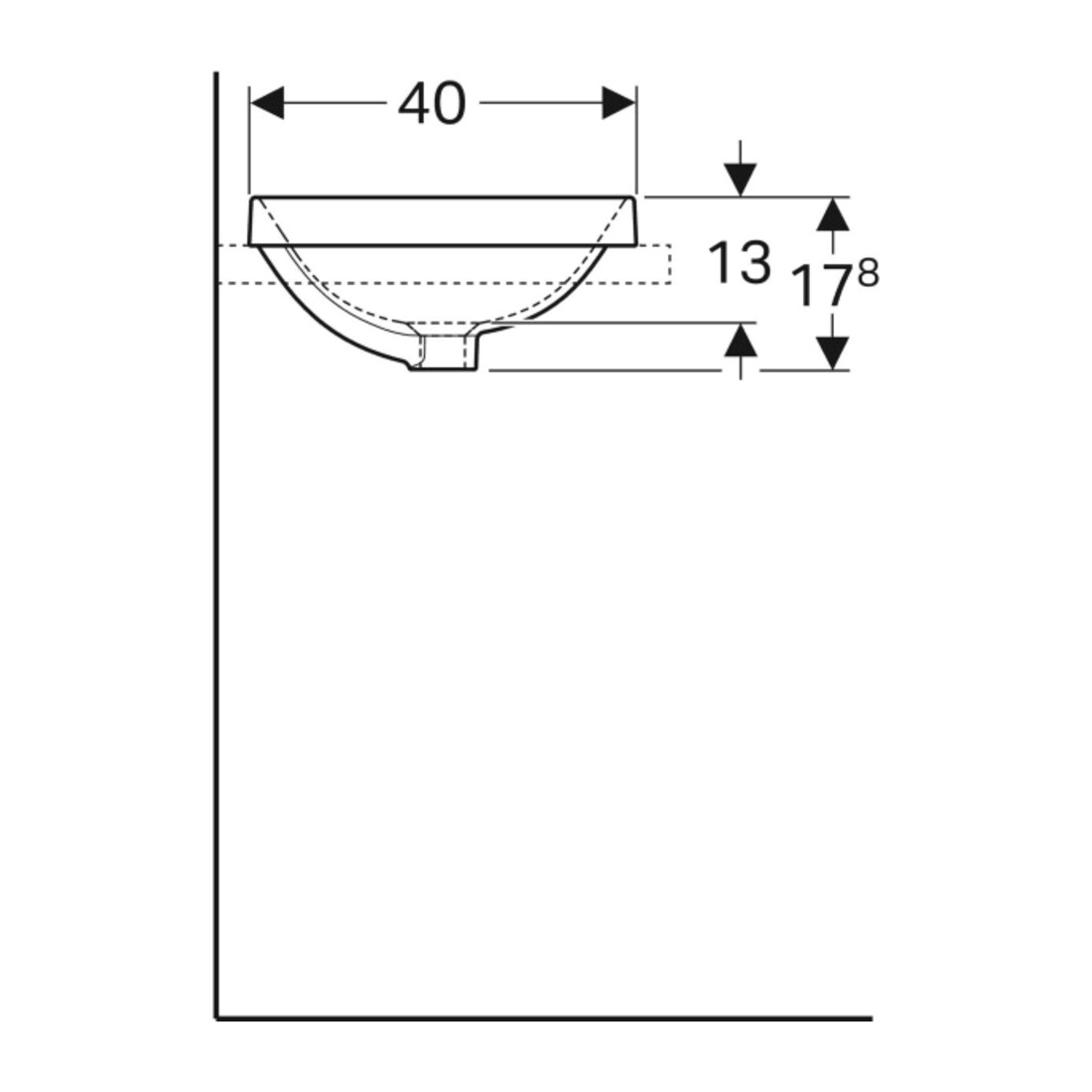 Geberit Einbauwaschtisch VariForm 55x40cm, o HL, o. ÜL, recht., we. K-Tect