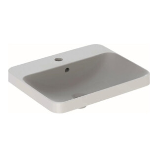 Geberit Einbauwaschtisch VariForm 55x45cm, m HL, m Ü, re, US glas. / we.