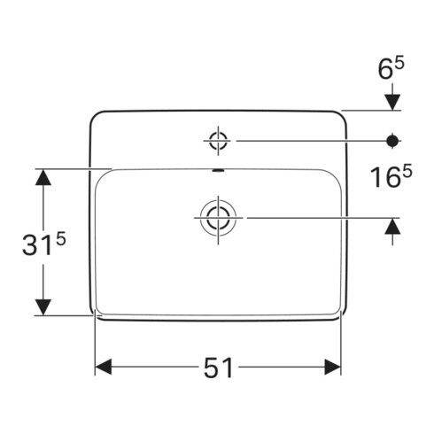 Geberit Einbauwaschtisch VariForm 55x45cm, m HL, m ÜL, recht., we. K-Tect