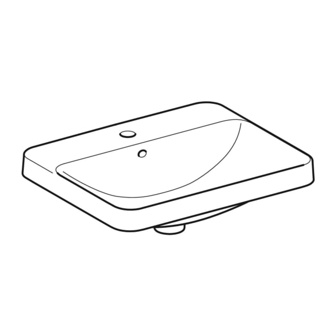 Geberit Einbauwaschtisch VariForm 55x45cm, m HL, m ÜL, recht., we. K-Tect