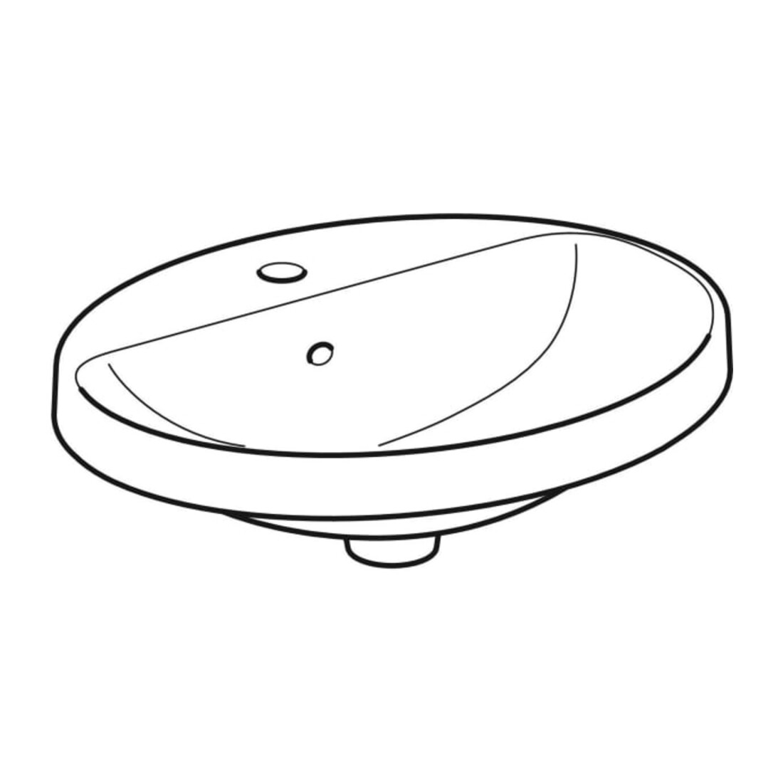 Geberit Einbauwaschtisch VariForm 55x45cm, m HLB, m Ü, ov., US glas. / we.