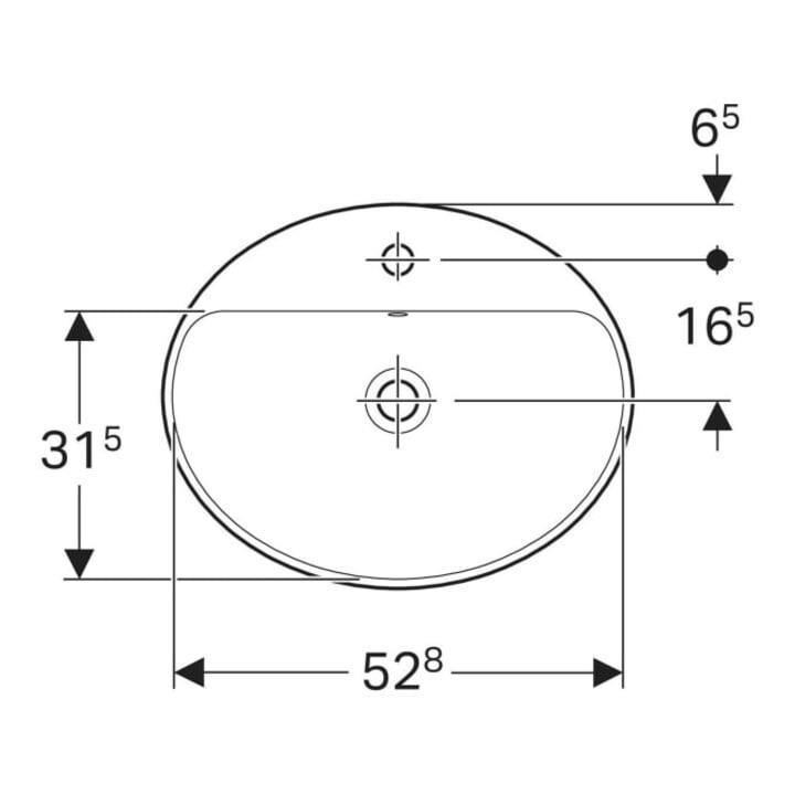 Geberit Einbauwaschtisch VariForm 55x45cm, m HLB, m ÜL, ov., we. K-Tect