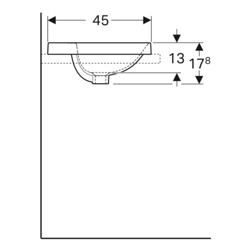 Geberit Einbauwaschtisch VariForm 55x45cm, m HLB, m ÜL, ov., we. K-Tect