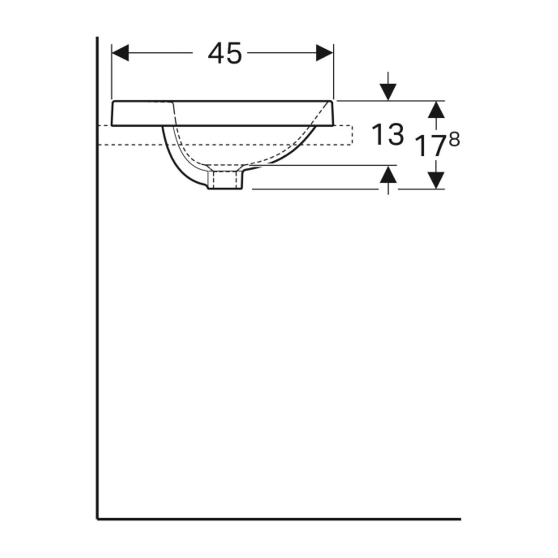 Geberit Einbauwaschtisch VariForm 55x45cm, m HLB, m ÜL, ov., we. K-Tect