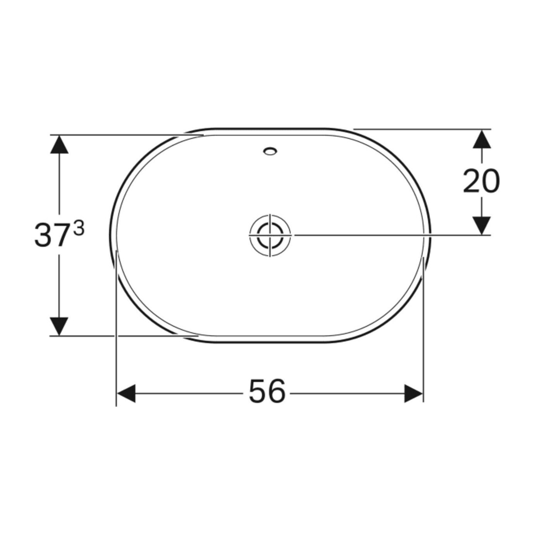 Geberit Einbauwaschtisch VariForm 60x40cm, o HL, m Ü, ellip., US gl / we.
