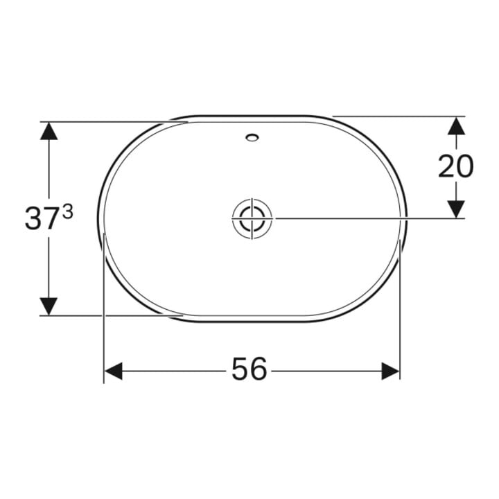 Geberit Einbauwaschtisch VariForm 60x40cm, o HL, m ÜL, ellipt., we. K-Tect