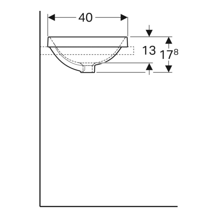 Geberit Einbauwaschtisch VariForm 60x40cm, o HL, m ÜL, ellipt., we. K-Tect
