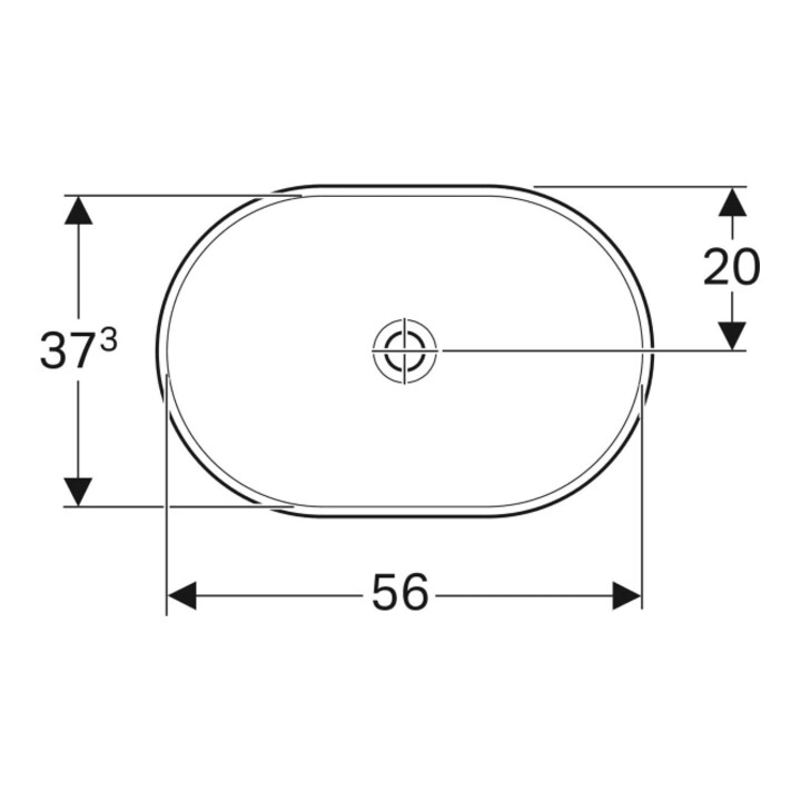 Geberit Einbauwaschtisch VariForm 60x40cm, o HL, o Ü, ellip., US gl / we.