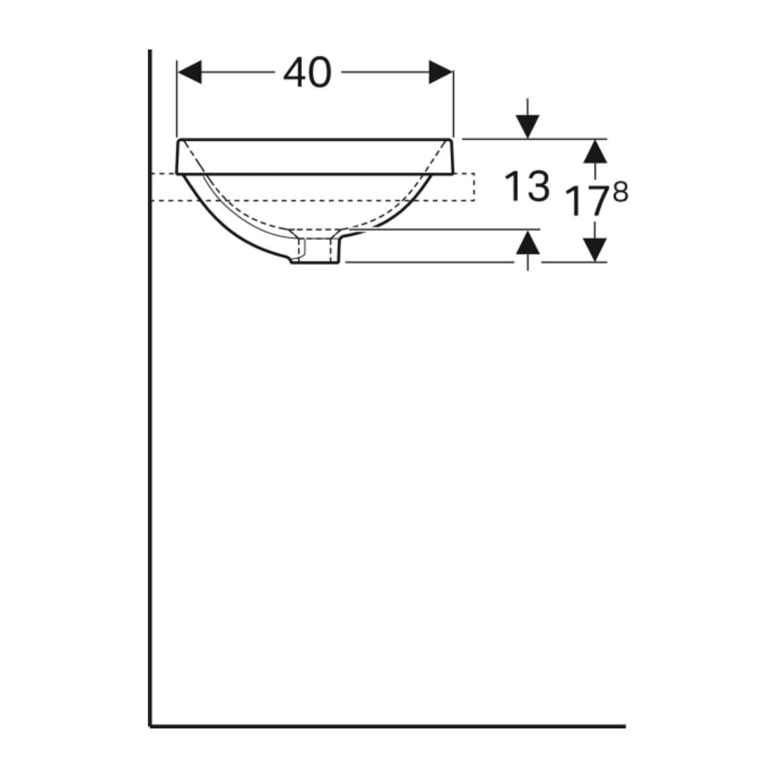 Geberit Einbauwaschtisch VariForm 60x40cm, o HL, o ÜL, ellipt., we. K-Tect