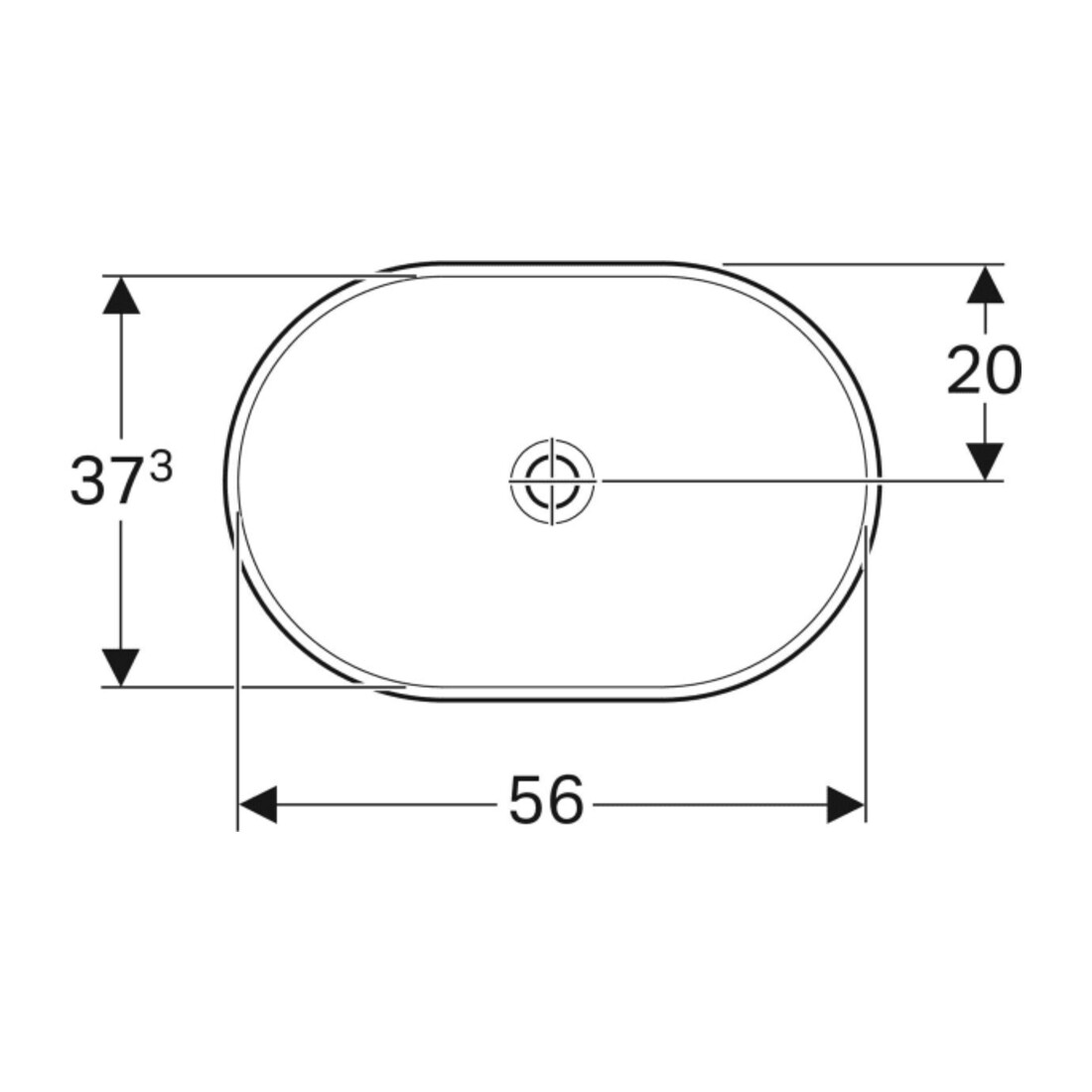 Geberit Einbauwaschtisch VariForm 60x40cm, o HL, o ÜL, ellipt., we. K-Tect