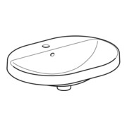 Geberit Einbauwaschtisch VariForm 60x45cm, m HLB, m Ü, ellip., US glas./we-2