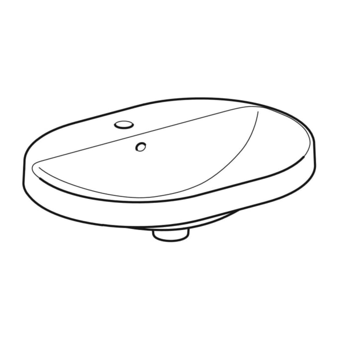 Geberit Einbauwaschtisch VariForm 60x45cm, m HLB, m Ü, ellip., US glas./we