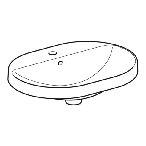 Geberit Einbauwaschtisch VariForm 60x45cm, m HLB, m Ü, ellip., US glas./we