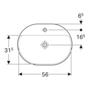 Geberit Einbauwaschtisch VariForm 60x45cm, m HLB, o Ü, ellip., US glas./we-4