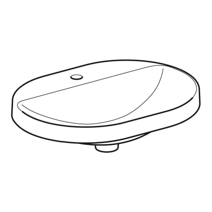 Geberit Einbauwaschtisch VariForm 60x45cm, m HLB, o Ü, ellipt., we. K-Tect
