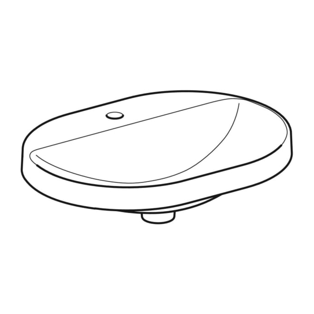 Geberit Einbauwaschtisch VariForm 60x45cm, m HLB, o Ü, ellipt., we. K-Tect
