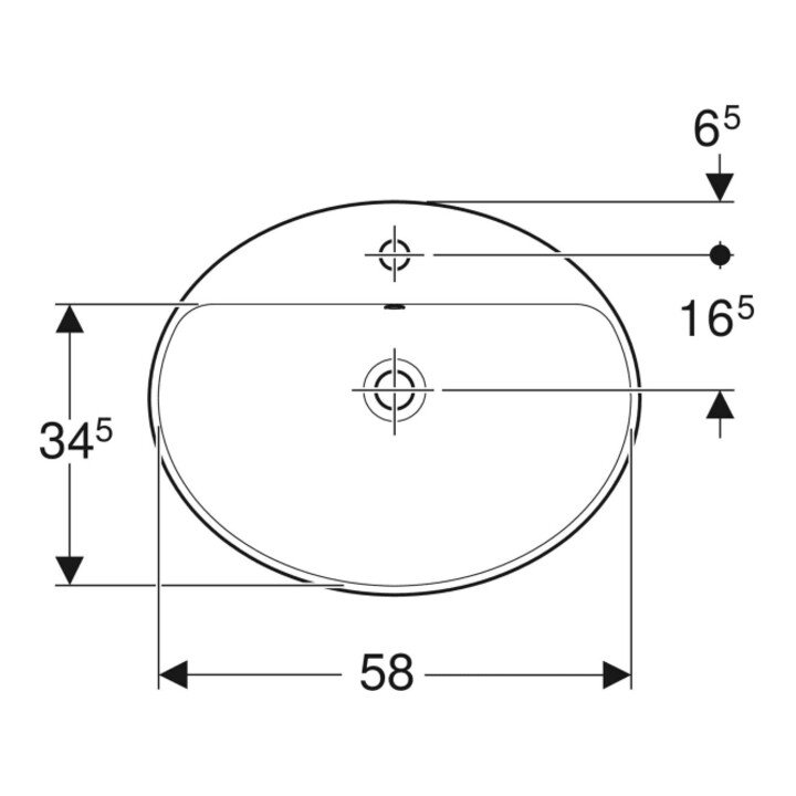 Geberit Einbauwaschtisch VariForm 60x48cm, m HLB, m ÜL, ov., we. K-Tect