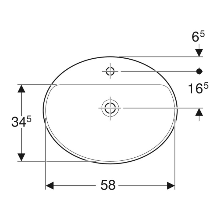 Geberit Einbauwaschtisch VariForm 60x48cm, m HLB, o. ÜL, ov., we. K-Tect