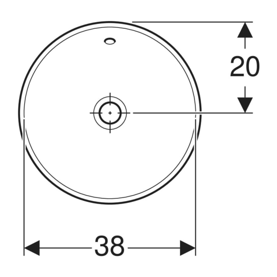 Geberit Einbauwaschtisch VariForm d 40cm, o. Hahnl., m ÜL, rd, we. K-Tect