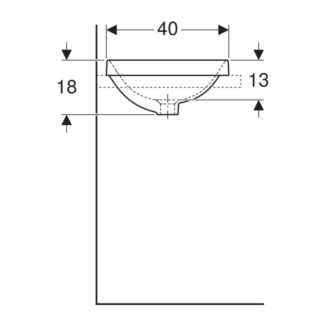 Geberit Einbauwaschtisch VariForm d 40cm, o. Hahnl., m ÜL, rd, we. K-Tect