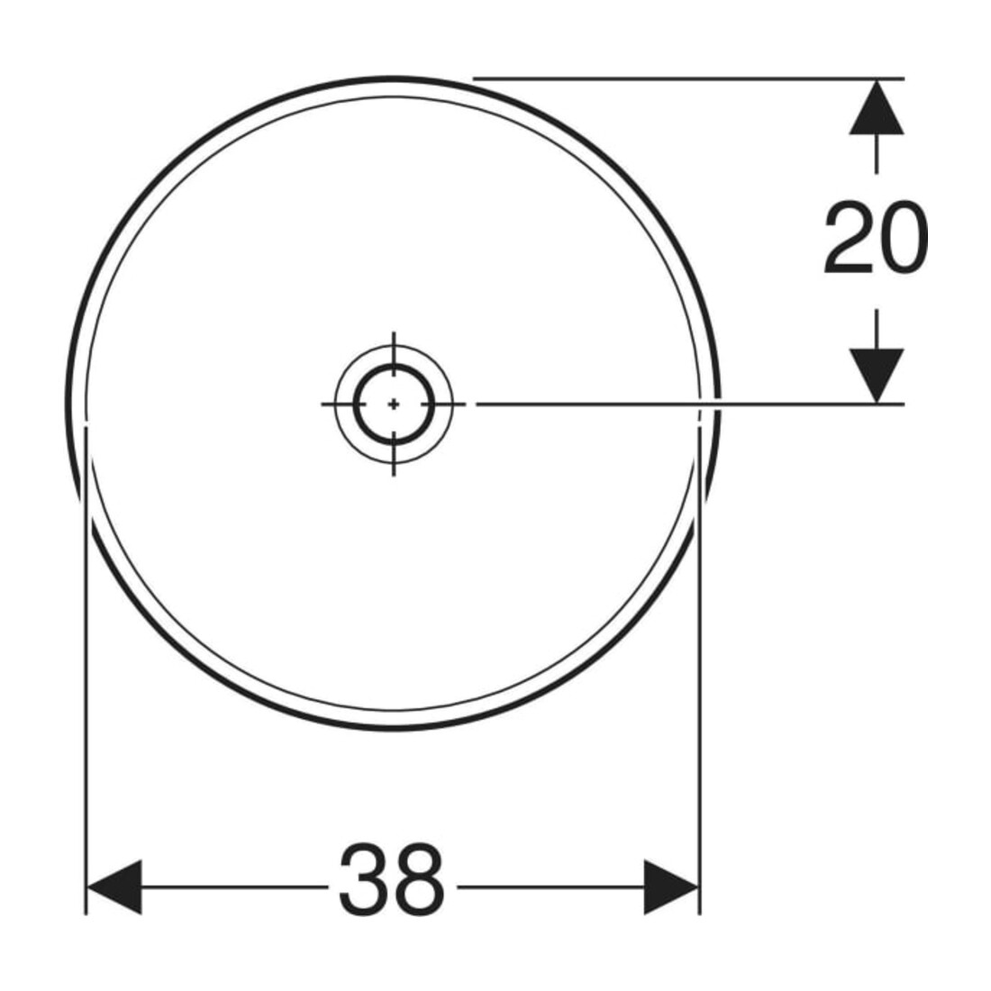 Geberit Einbauwaschtisch VariForm d 40cm, o HL, o ÜL, rd, Unters. glas./we