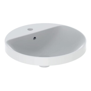 Geberit Einbauwaschtisch VariForm d 48cm, m HLB, m Ü, rd, Unters. glas./we