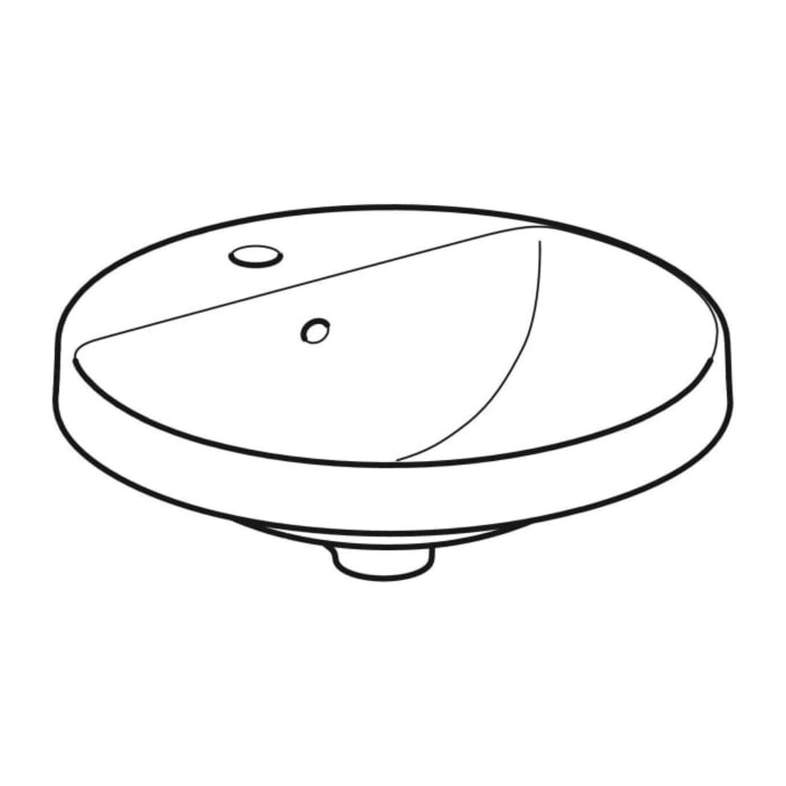 Geberit Einbauwaschtisch VariForm d 48cm, m HLB, m Ü, rd, Unters. glas./we