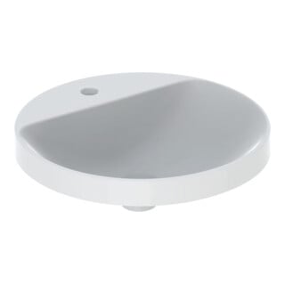 Geberit Einbauwaschtisch VariForm d 48cm, m HLB, o Ü, rd, US glas. / we.