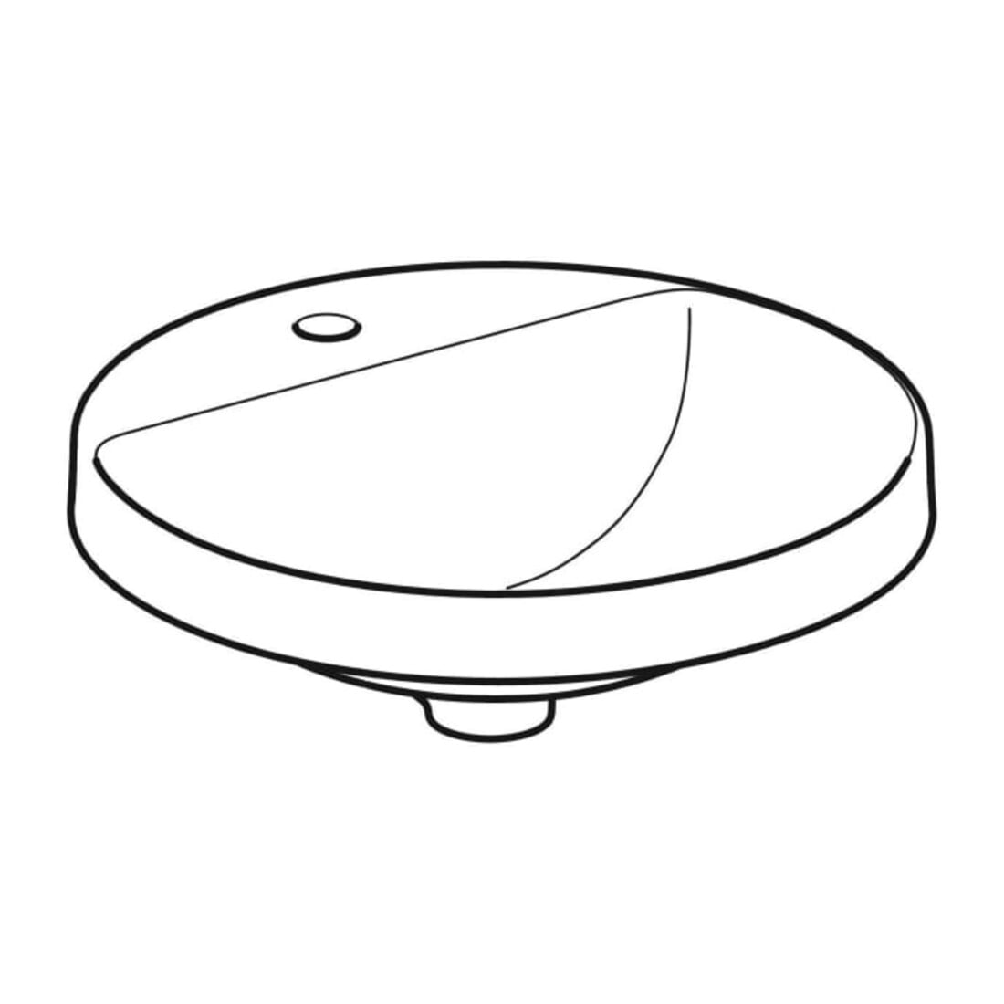 Geberit Einbauwaschtisch VariForm d 48cm, m HLB, o Ü, rd, US glas. / we.