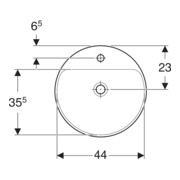 Geberit Einbauwaschtisch VariForm d 48cm, m HLB, o. ÜL, rd, we. K-Tect-4