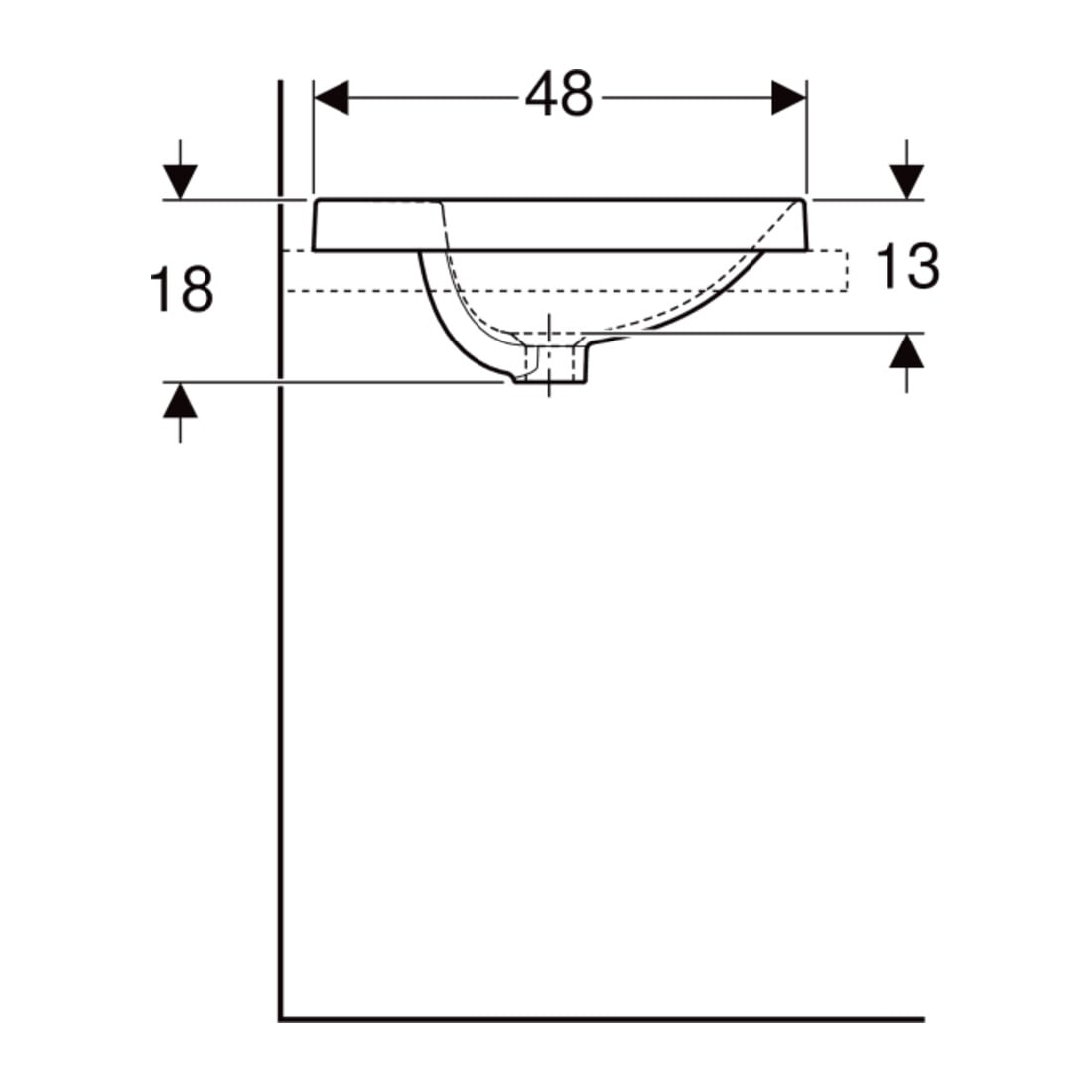 Geberit Einbauwaschtisch VariForm d 48cm, m HLB, o. ÜL, rd, we. K-Tect