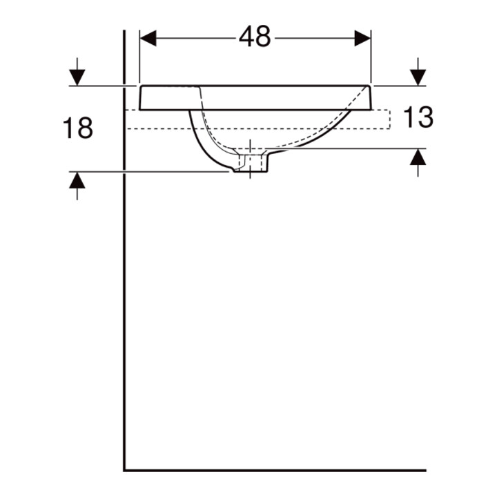 Geberit Einbauwaschtisch VariForm d 48cm, m HLB, o. ÜL, rd, we. K-Tect