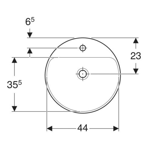 Geberit Einbauwaschtisch VariForm d 48cm, m HLB, o. ÜL, rd, we. K-Tect