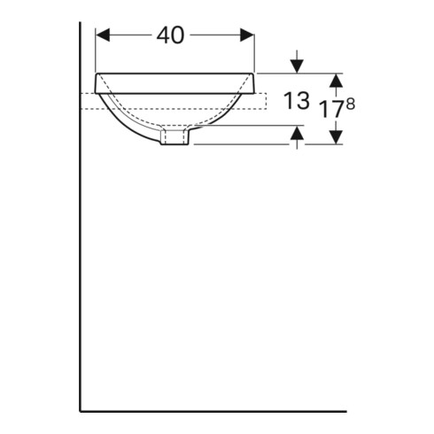 Geberit Einbauwaschtisch VariForm US gl / w, 50x40cm, o Hahnl., o. ÜL, ov.