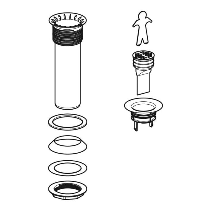 Geberit Ensemble de garniture d'évacuation avec crible et extracteur, pour UR