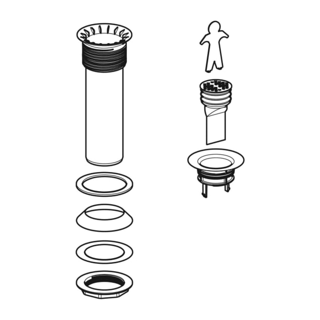Geberit Ensemble de garniture d'évacuation avec crible et extracteur, pour UR
