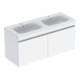 Geberit Ensemble double vasque Renova Plan 130x62,2x48 cm, blanc/brun, mitigeur avec siphon-1