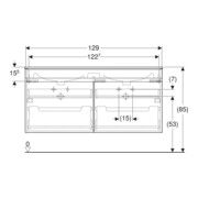 Geberit Ensemble double vasque Renova Plan 130x62,2x48 cm, blanc/brun, mitigeur avec siphon-5