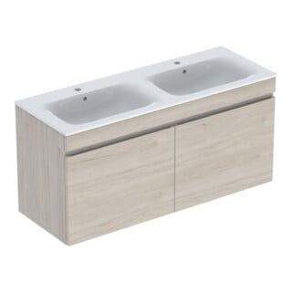 Geberit Ensemble double vasque Renova Plan 130x62,2x48 cm, KP N he besch., WT bl.
