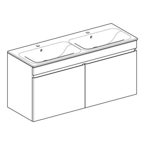 Geberit Ensemble double vasque Renova Plan 130x62,2x48cm, blanc