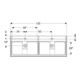 Geberit Ensemble double vasque Renova Plan 130x62,2x48cm, corps noyer, vasques blanches