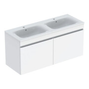 Geberit Ensemble double vasque Renova Plan 130x62,2x48cm, Kor/Fr. blanc brillant, lavabo blanc-1