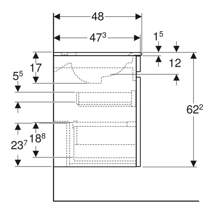 Geberit Ensemble lavabo meuble Renova Plan 55x62,2x48 cm, blanc/KeraTe