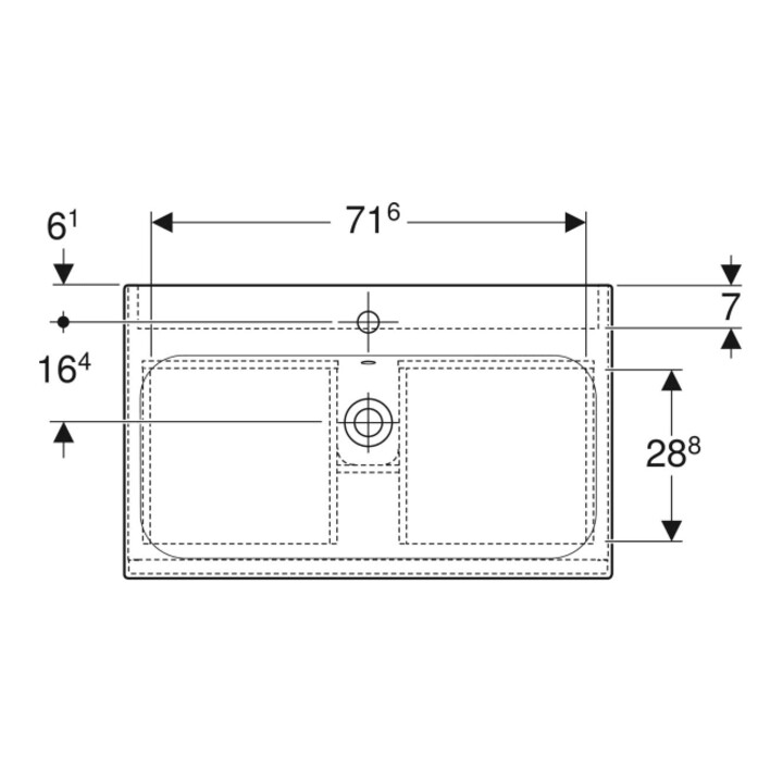 Geberit Ensemble lavabo meuble Renova Plan 80x62,2x48 cm, blanc/KeraTe