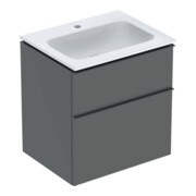 Geberit Ensemble meuble lavabo iCon 60x63x48 cm, blanc/KeraTe, robinetterie/frontal/grille laquée mate