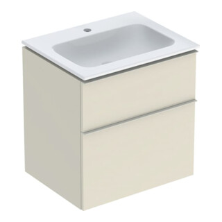 Geberit Ensemble meuble-lavabo iCon 60x63x48 cm, blanc, surface haute brillance, taille satinée mate