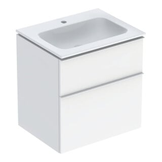 Geberit Ensemble meuble vasque iCon 60x63x48cm, blanc, blanc brillant, grand blanc mat
