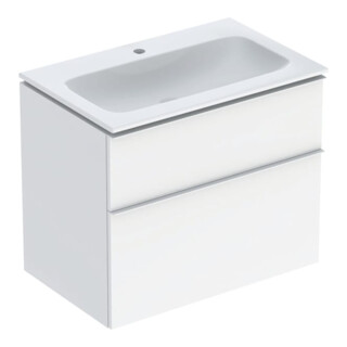 Geberit Ensemble meuble vasque iCon 75x63x48 cm, blanc, blanc brillant, taille blanche moyenne